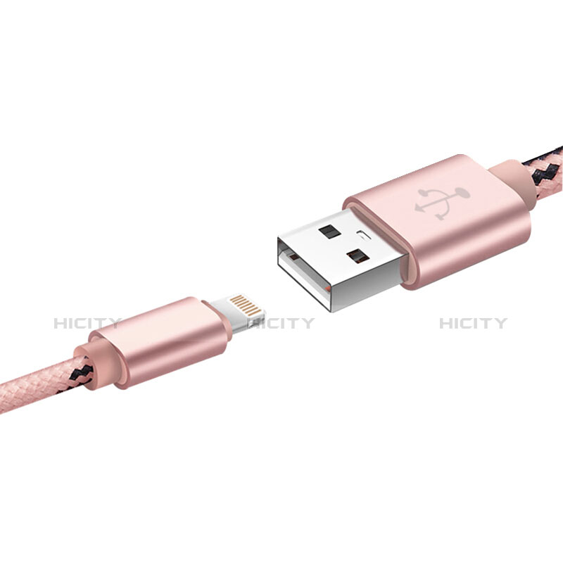 Cargador Cable USB Carga y Datos L10 para Apple iPhone Xs Rosa