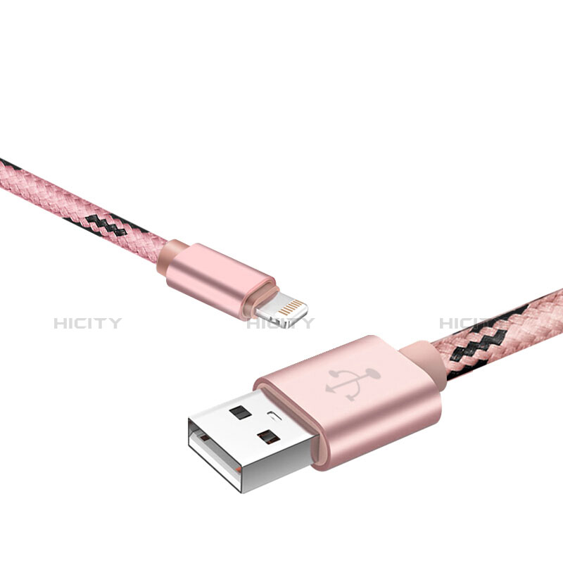 Cargador Cable USB Carga y Datos L10 para Apple iPhone Xs Rosa