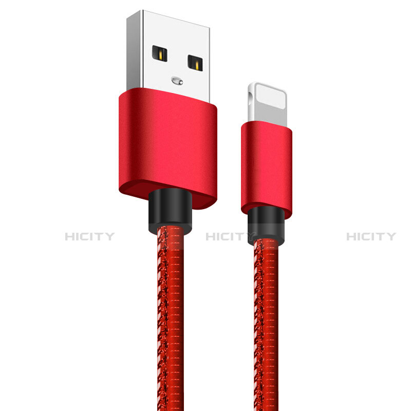 Cargador Cable USB Carga y Datos L11 para Apple iPhone 12 Max Rojo