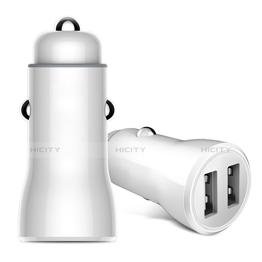 Cargador de Mechero 2.4A Adaptador Coche Doble Puerto USB Carga Rapida Universal Blanco