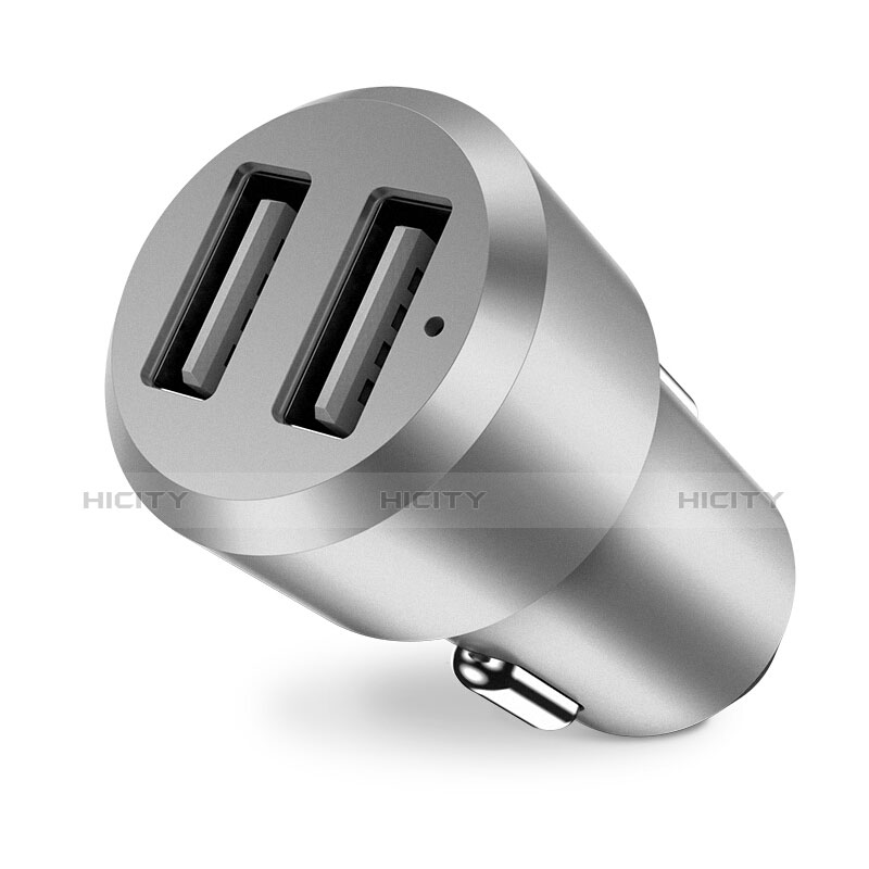 Cargador de Mechero 3.4A Adaptador Coche Doble Puerto USB Carga Rapida Universal U02 Plata