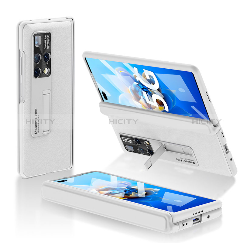 Funda Bumper Lujo Cuero y Plastico Mate Carcasa AC1 para Huawei Mate X2 Blanco