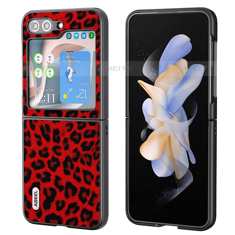 Funda Bumper Lujo Cuero y Plastico Mate Carcasa AD5 para Samsung Galaxy Z Flip5 5G