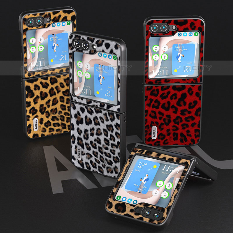 Funda Bumper Lujo Cuero y Plastico Mate Carcasa AD5 para Samsung Galaxy Z Flip5 5G