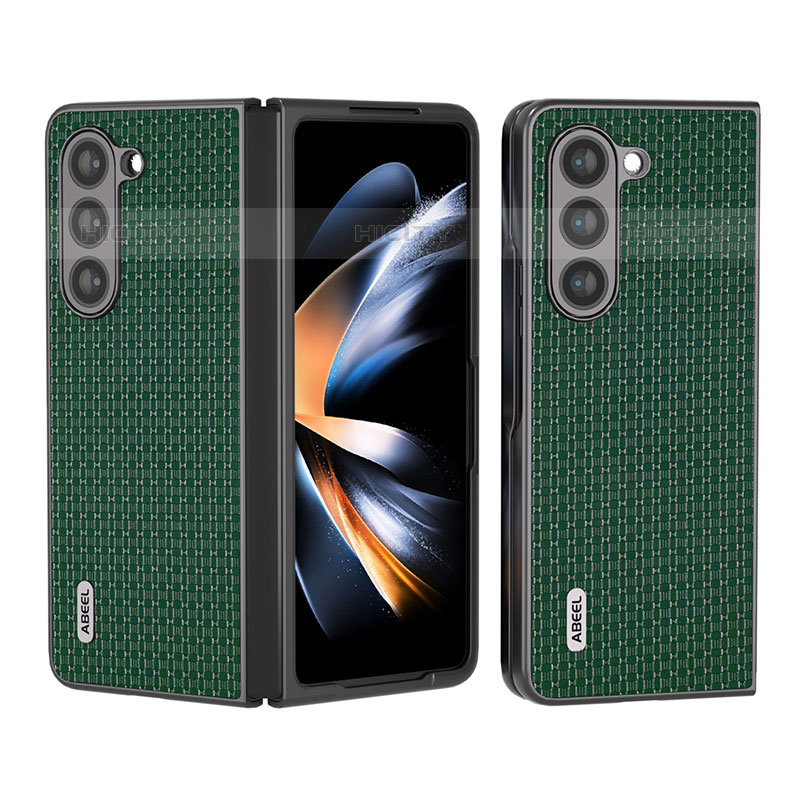 Funda Bumper Lujo Cuero y Plastico Mate Carcasa AD6 para Samsung Galaxy Z Fold5 5G Verde