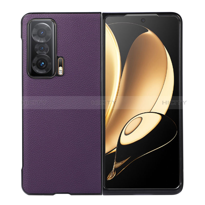 Funda Bumper Lujo Cuero y Plastico Mate Carcasa B01H para Huawei Honor Magic V 5G Morado