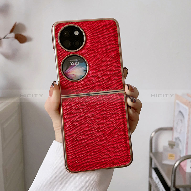 Funda Bumper Lujo Cuero y Plastico Mate Carcasa B02H para Huawei P60 Pocket