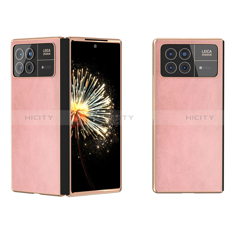 Funda Bumper Lujo Cuero y Plastico Mate Carcasa B02H para Xiaomi Mix Fold 3 5G Oro Rosa