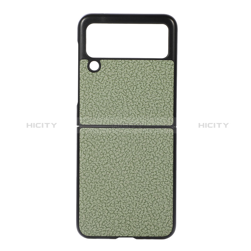 Funda Bumper Lujo Cuero y Plastico Mate Carcasa B03 para Samsung Galaxy Z Flip3 5G Verde