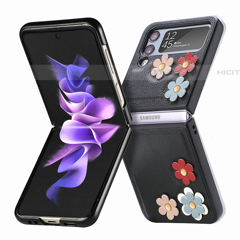 Funda Bumper Lujo Cuero y Plastico Mate Carcasa B03 para Samsung Galaxy Z Flip4 5G