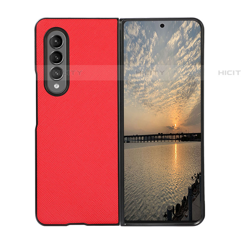 Funda Bumper Lujo Cuero y Plastico Mate Carcasa B03 para Samsung Galaxy Z Fold4 5G Rojo