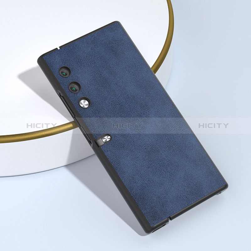 Funda Bumper Lujo Cuero y Plastico Mate Carcasa B06H para Huawei Honor V Purse 5G Azul