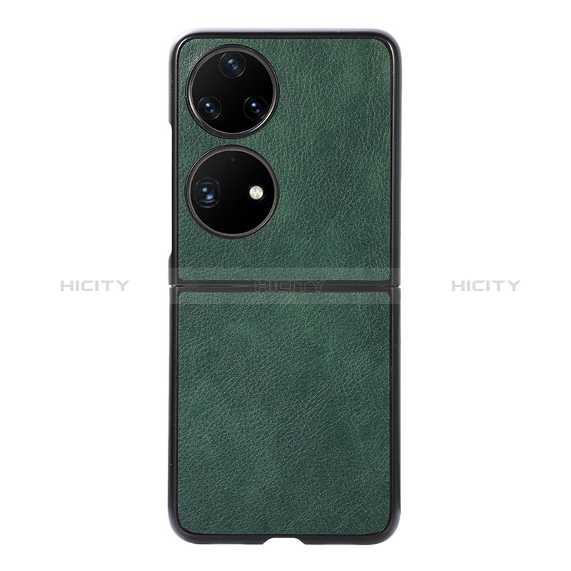 Funda Bumper Lujo Cuero y Plastico Mate Carcasa B06H para Huawei Pocket S Verde