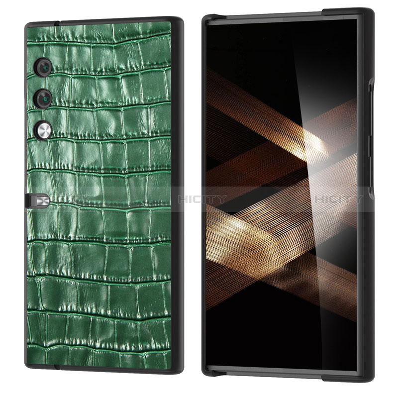 Funda Bumper Lujo Cuero y Plastico Mate Carcasa B07H para Huawei Honor Magic V2 Ultimate 5G Verde