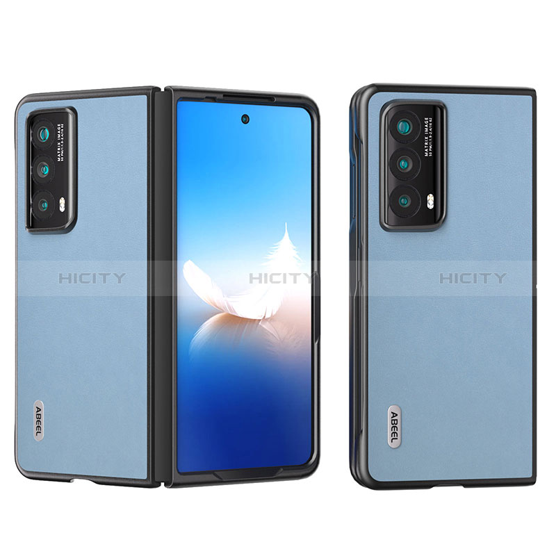 Funda Bumper Lujo Cuero y Plastico Mate Carcasa B11H para Huawei Honor Magic Vs2 5G Azul Claro