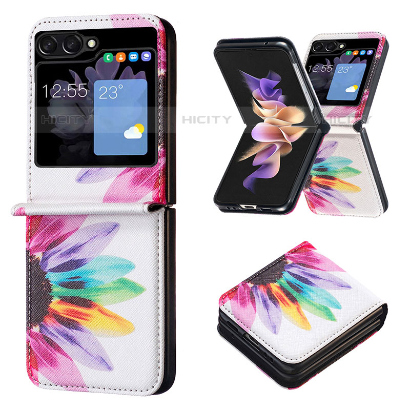 Funda Bumper Lujo Cuero y Plastico Mate Carcasa BF1 para Samsung Galaxy Z Flip5 5G