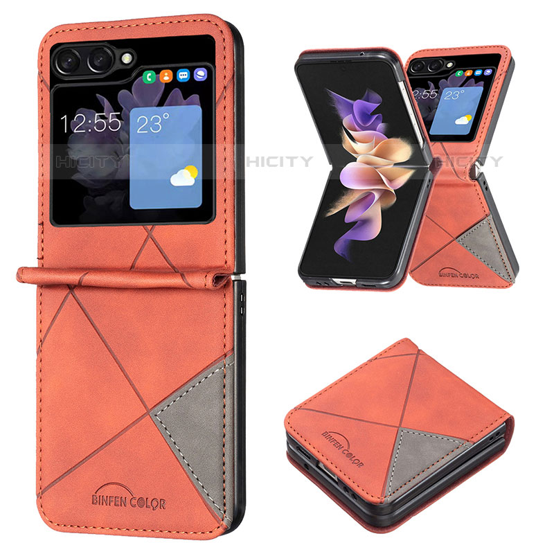 Funda Bumper Lujo Cuero y Plastico Mate Carcasa BF3 para Samsung Galaxy Z Flip5 5G