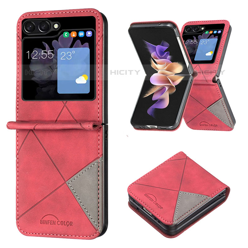 Funda Bumper Lujo Cuero y Plastico Mate Carcasa BF3 para Samsung Galaxy Z Flip5 5G