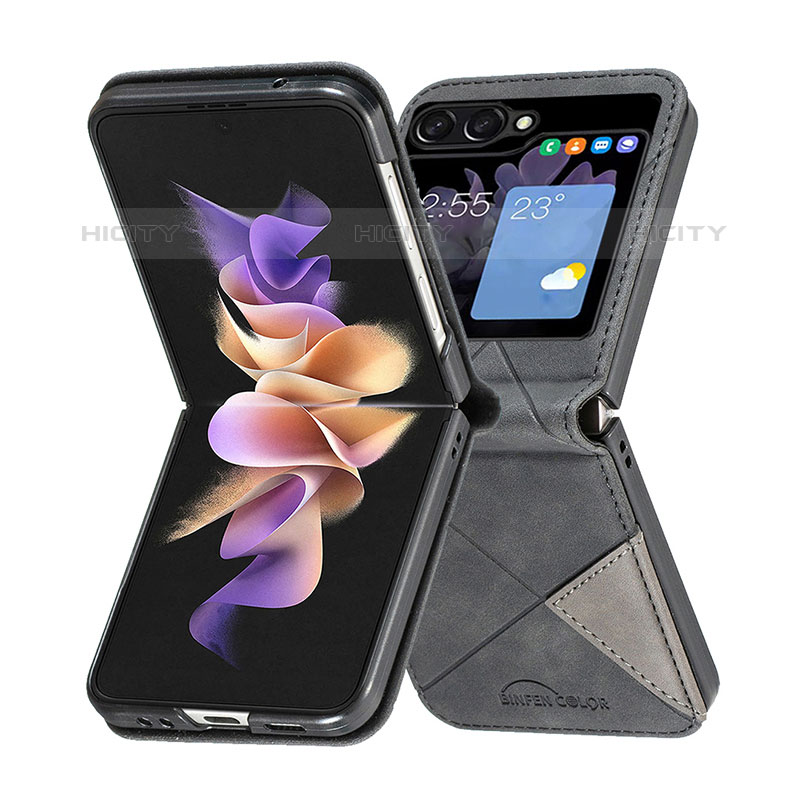 Funda Bumper Lujo Cuero y Plastico Mate Carcasa BF3 para Samsung Galaxy Z Flip5 5G