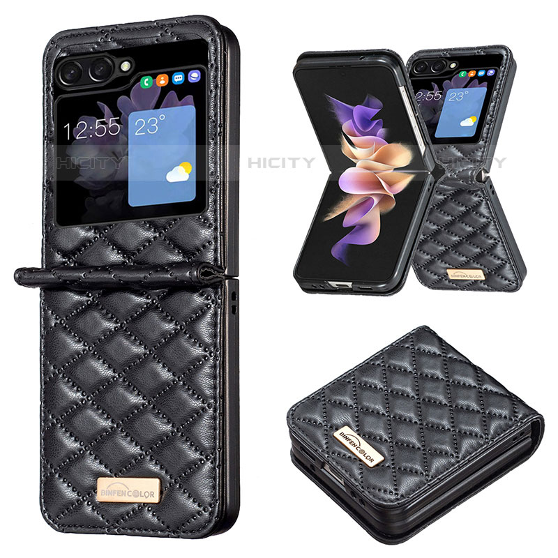 Funda Bumper Lujo Cuero y Plastico Mate Carcasa BF5 para Samsung Galaxy Z Flip5 5G