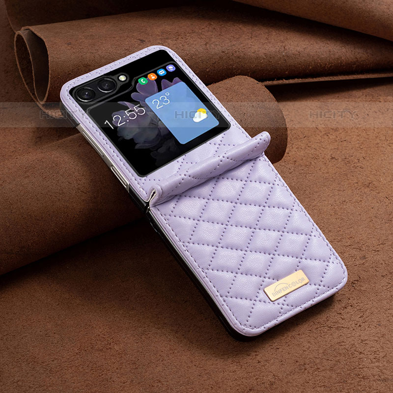 Funda Bumper Lujo Cuero y Plastico Mate Carcasa BF6 para Samsung Galaxy Z Flip5 5G