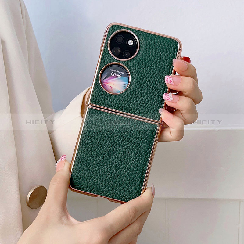 Funda Bumper Lujo Cuero y Plastico Mate Carcasa BH1 para Huawei P60 Pocket