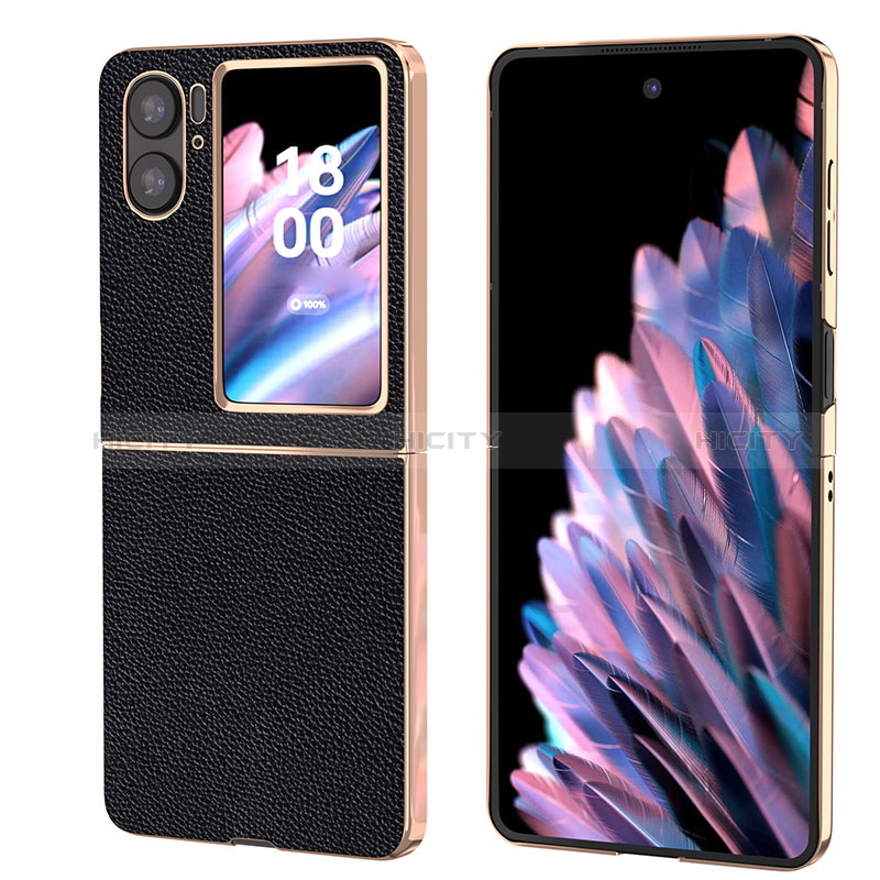 Funda Bumper Lujo Cuero y Plastico Mate Carcasa BH1 para Oppo Find N2 Flip 5G