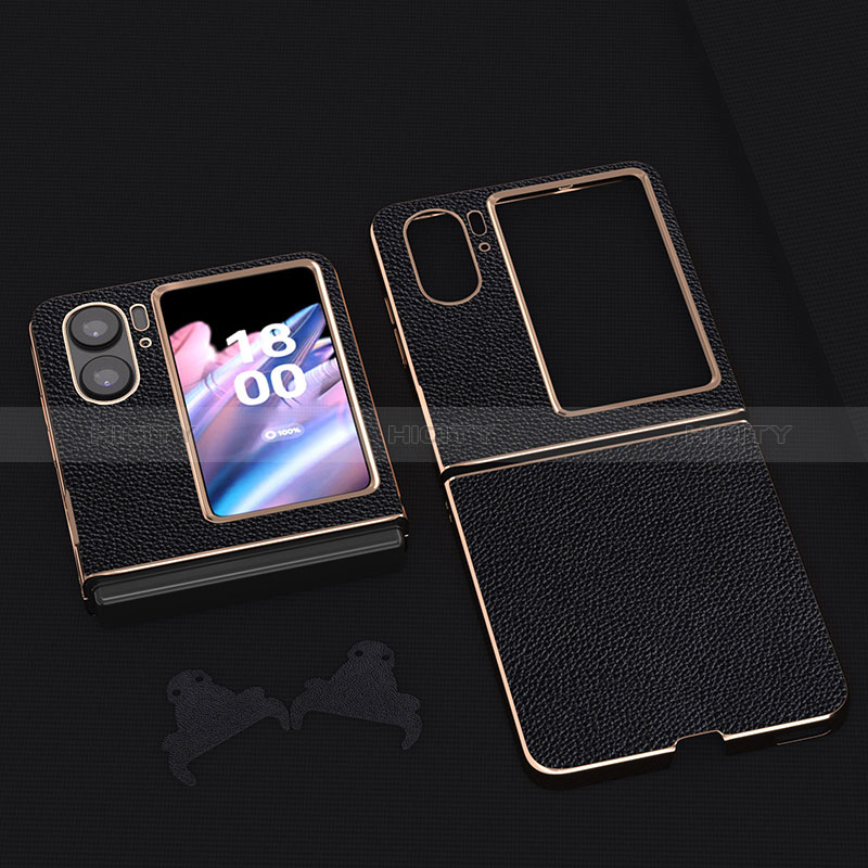 Funda Bumper Lujo Cuero y Plastico Mate Carcasa BH1 para Oppo Find N2 Flip 5G