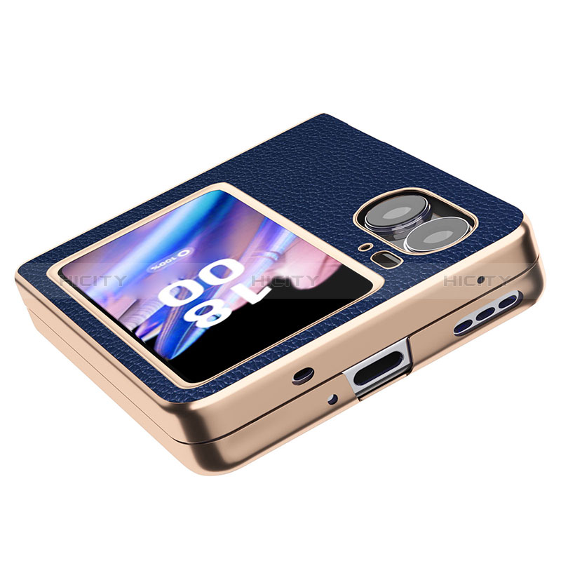 Funda Bumper Lujo Cuero y Plastico Mate Carcasa BH1 para Oppo Find N2 Flip 5G