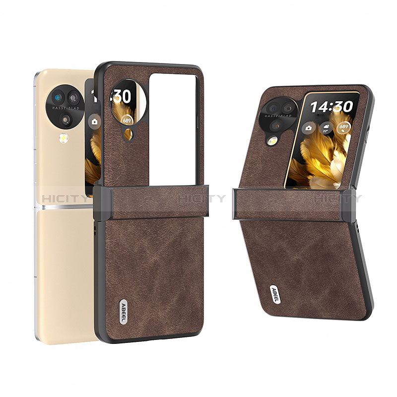 Funda Bumper Lujo Cuero y Plastico Mate Carcasa BH1 para Oppo Find N3 Flip 5G