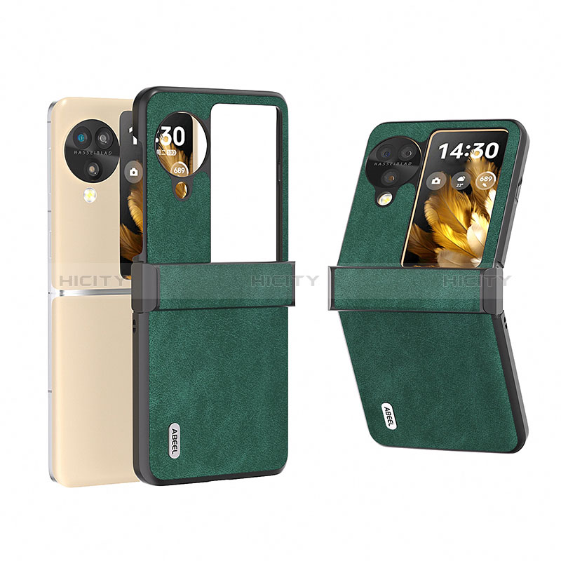 Funda Bumper Lujo Cuero y Plastico Mate Carcasa BH1 para Oppo Find N3 Flip 5G