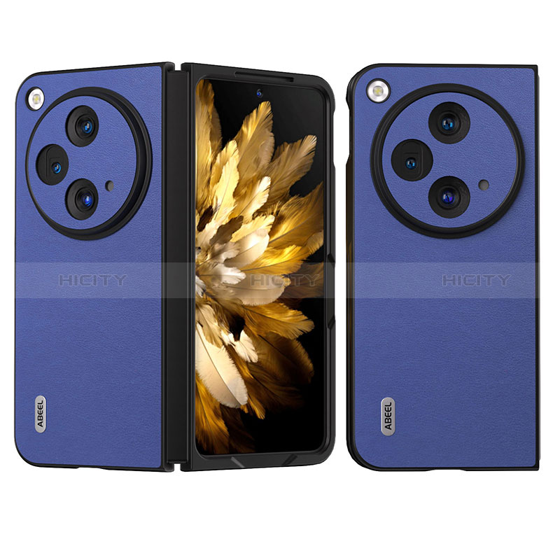 Funda Bumper Lujo Cuero y Plastico Mate Carcasa BH12 para OnePlus Open 5G Azul