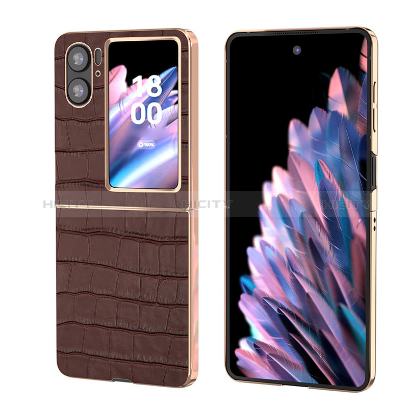 Funda Bumper Lujo Cuero y Plastico Mate Carcasa BH12 para Oppo Find N2 Flip 5G