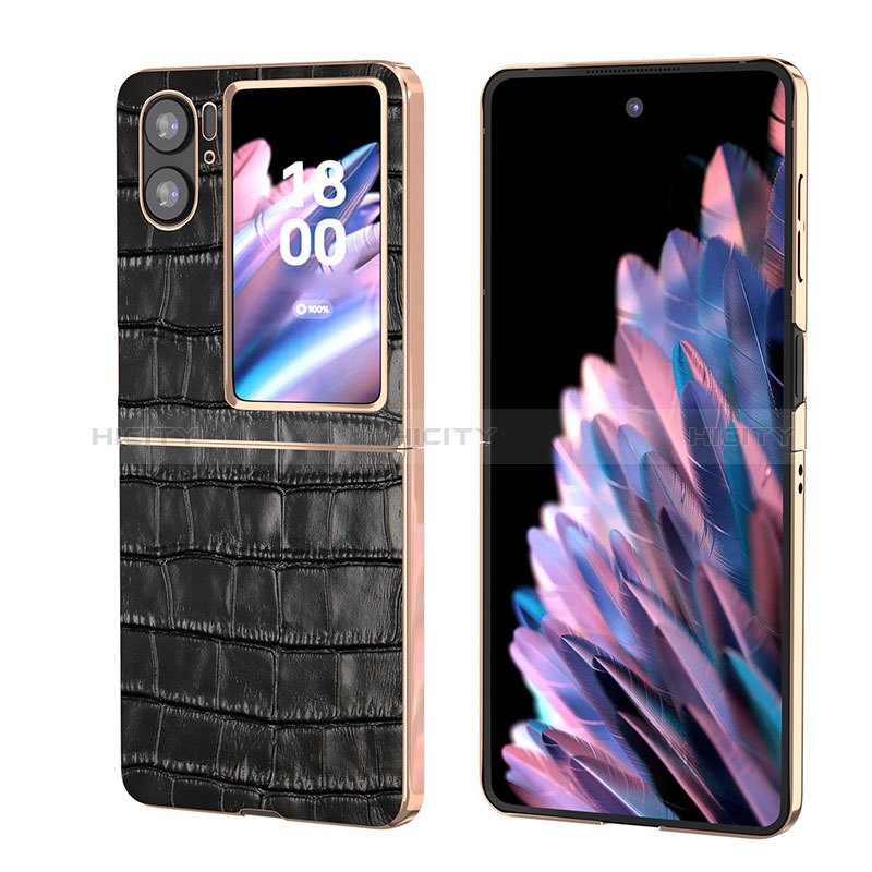 Funda Bumper Lujo Cuero y Plastico Mate Carcasa BH12 para Oppo Find N2 Flip 5G