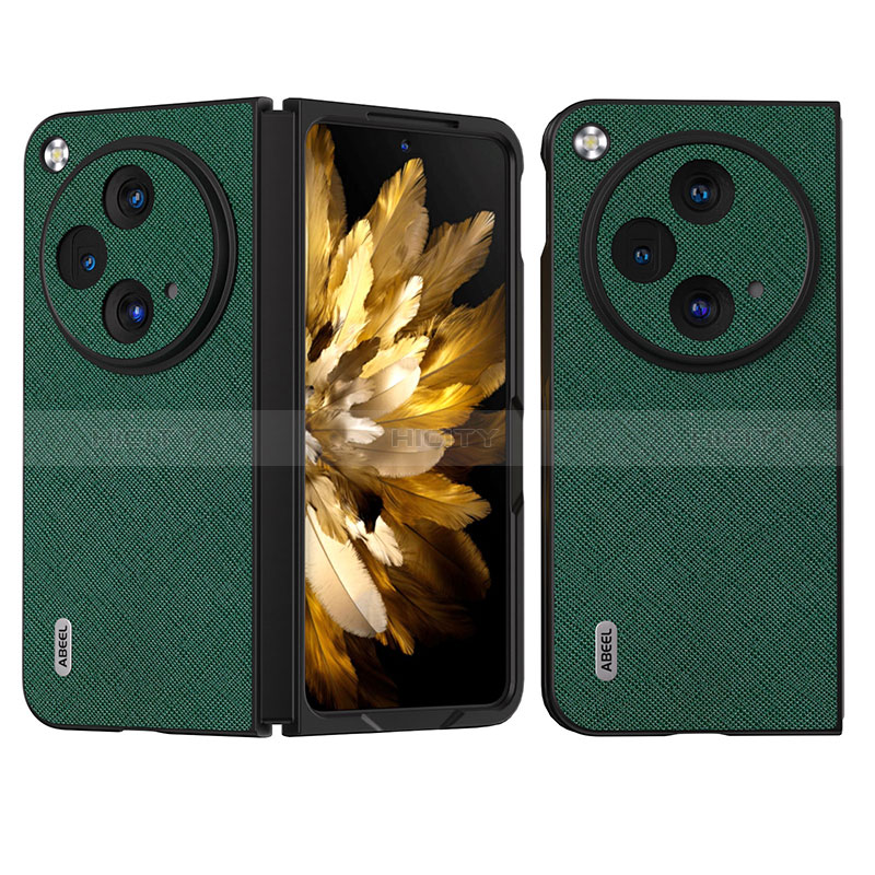 Funda Bumper Lujo Cuero y Plastico Mate Carcasa BH13 para OnePlus Open 5G Verde