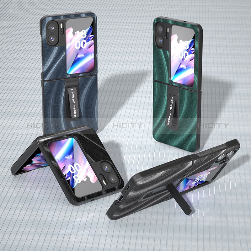 Funda Bumper Lujo Cuero y Plastico Mate Carcasa BH15 para Oppo Find N2 Flip 5G