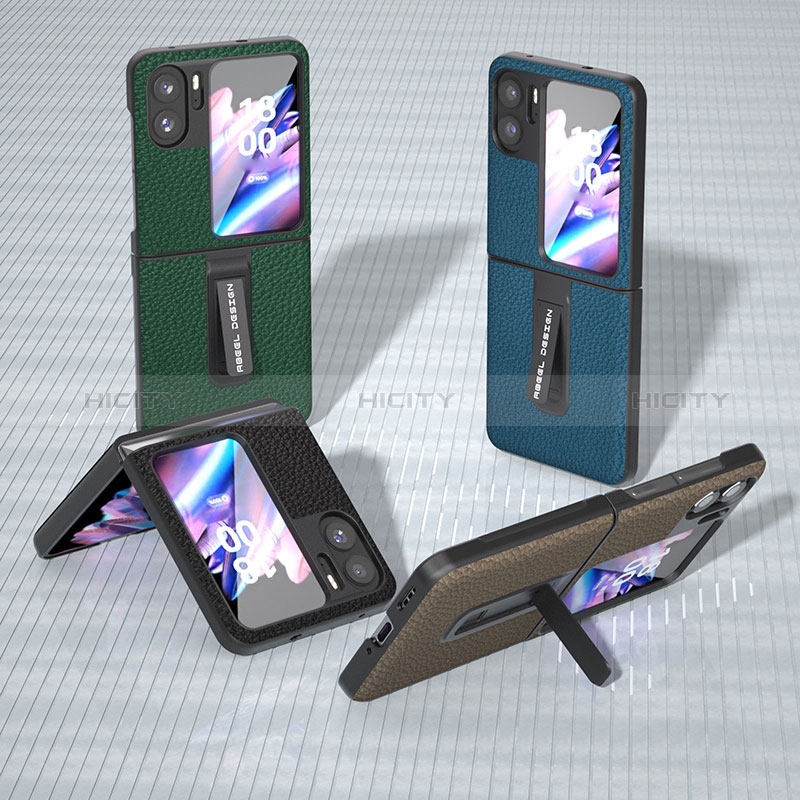 Funda Bumper Lujo Cuero y Plastico Mate Carcasa BH16 para Oppo Find N2 Flip 5G