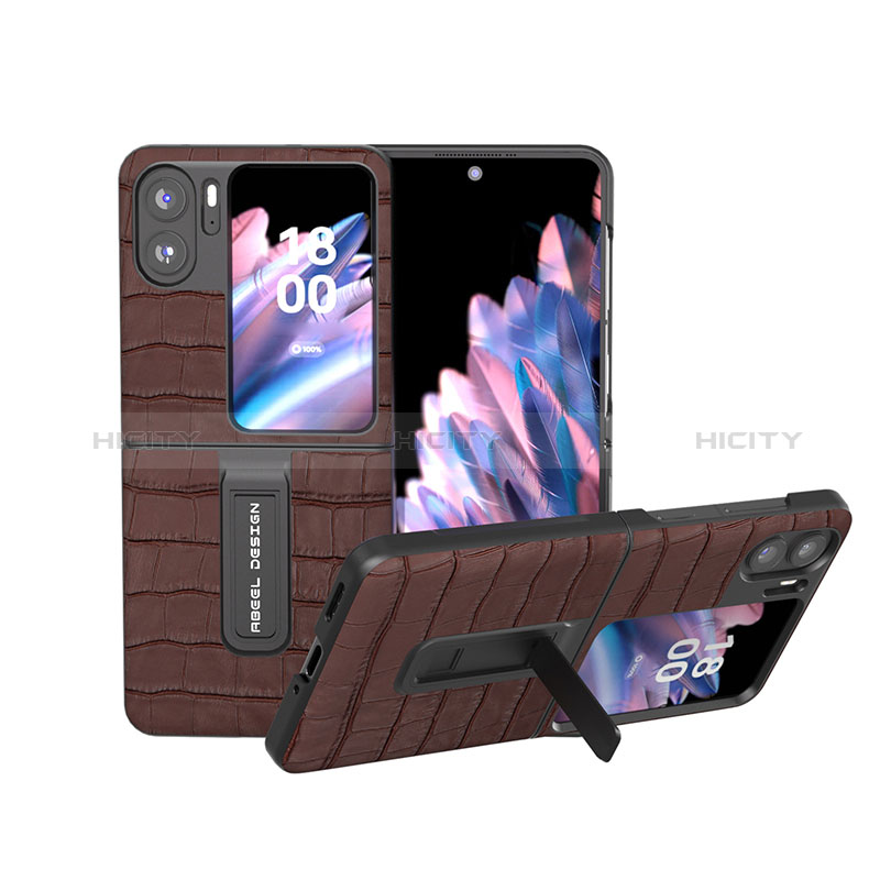 Funda Bumper Lujo Cuero y Plastico Mate Carcasa BH17 para Oppo Find N2 Flip 5G