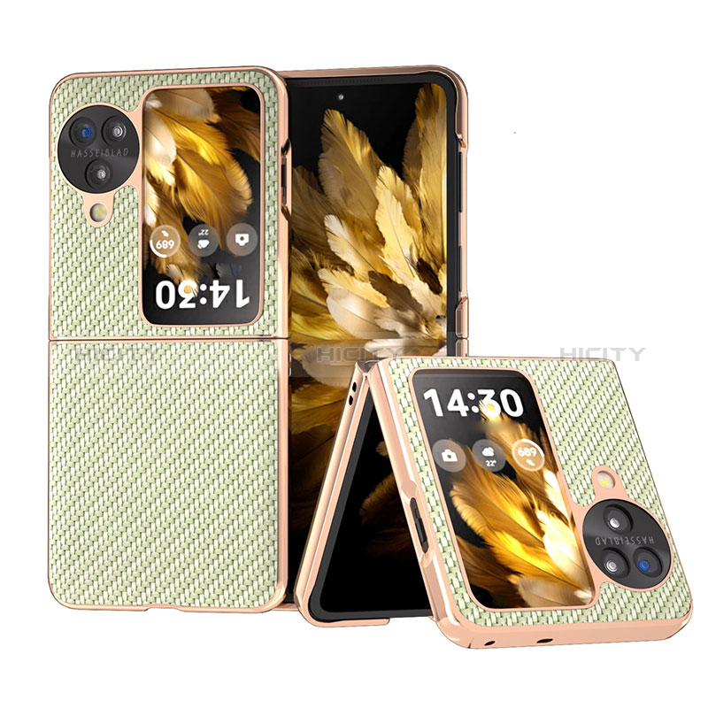 Funda Bumper Lujo Cuero y Plastico Mate Carcasa BH17 para Oppo Find N3 Flip 5G