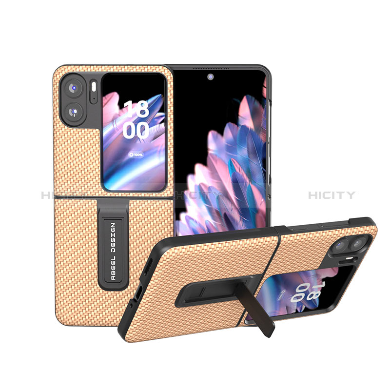 Funda Bumper Lujo Cuero y Plastico Mate Carcasa BH18 para Oppo Find N2 Flip 5G