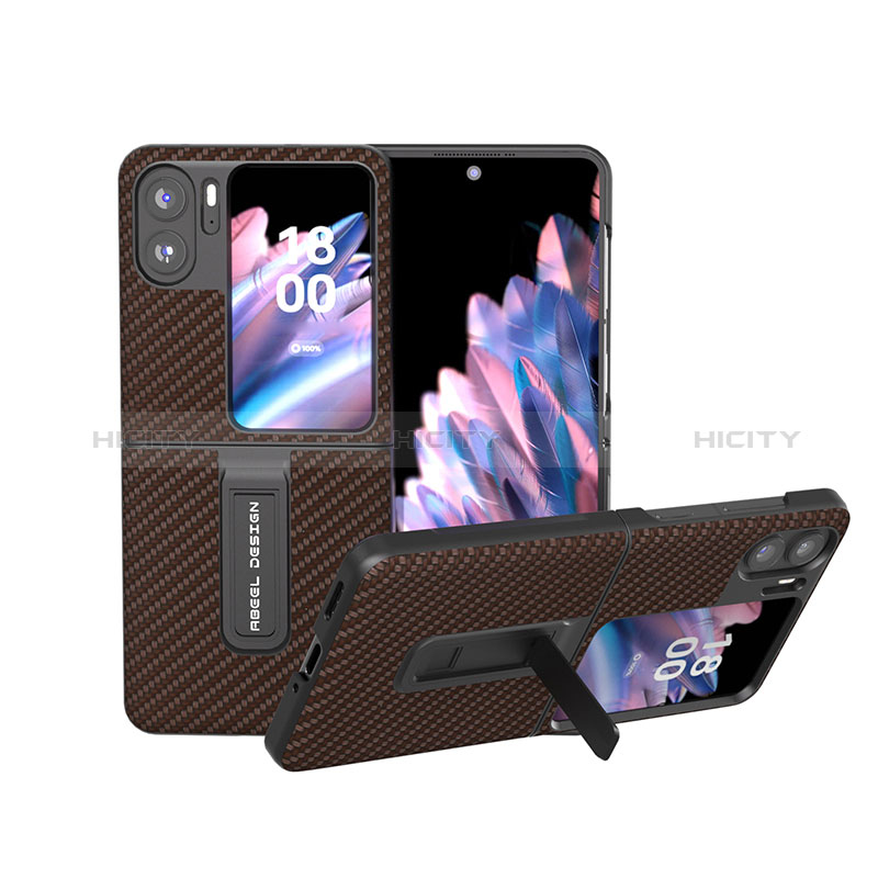 Funda Bumper Lujo Cuero y Plastico Mate Carcasa BH18 para Oppo Find N2 Flip 5G