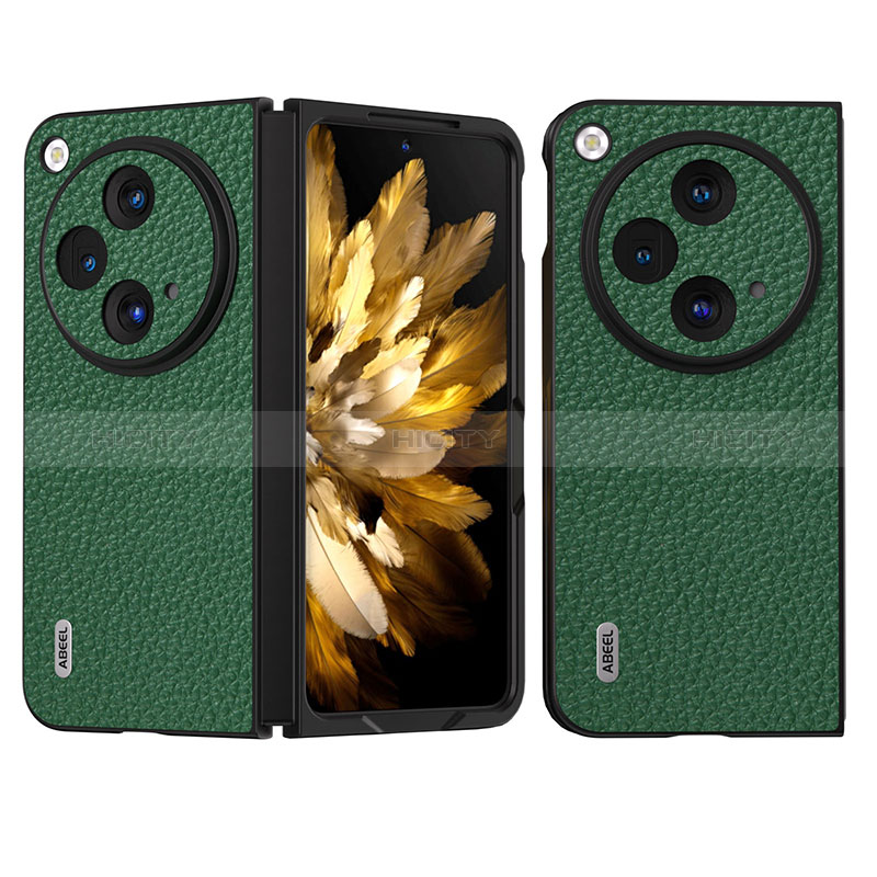 Funda Bumper Lujo Cuero y Plastico Mate Carcasa BH19 para OnePlus Open 5G Verde