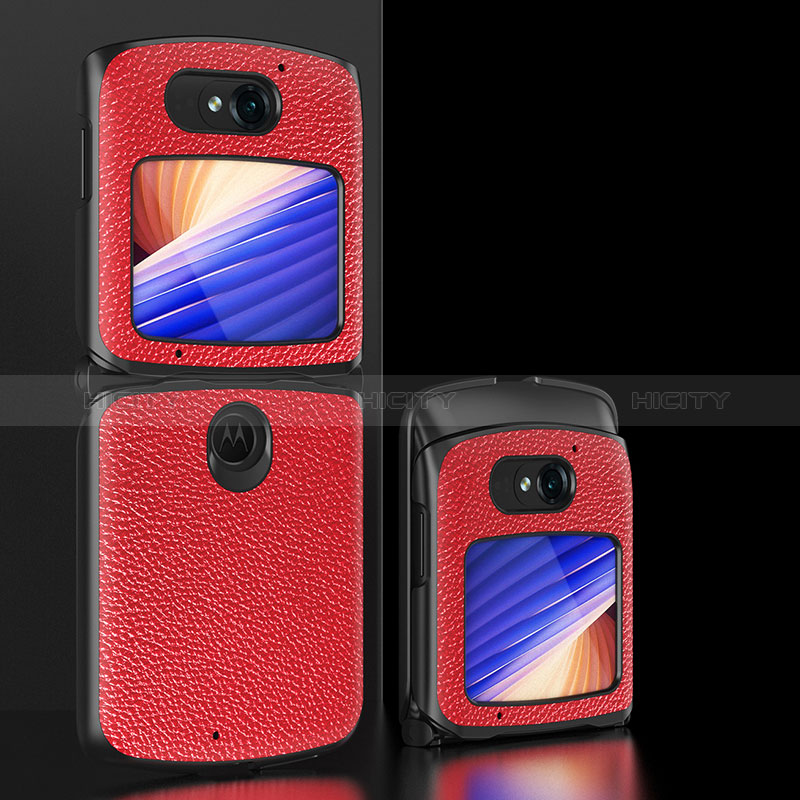 Funda Bumper Lujo Cuero y Plastico Mate Carcasa BH2 para Motorola Moto RAZR (2022) 5G Rojo