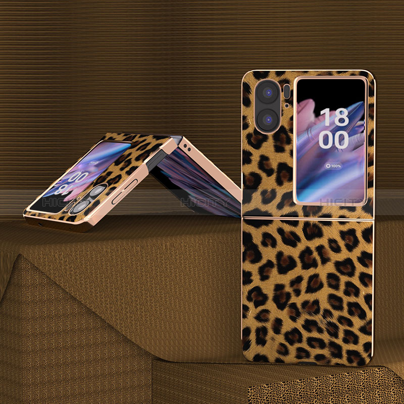 Funda Bumper Lujo Cuero y Plastico Mate Carcasa BH2 para Oppo Find N2 Flip 5G