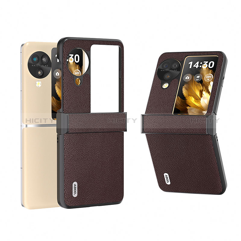 Funda Bumper Lujo Cuero y Plastico Mate Carcasa BH2 para Oppo Find N3 Flip 5G