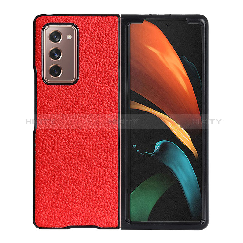 Funda Bumper Lujo Cuero y Plastico Mate Carcasa BH2 para Samsung Galaxy Z Fold2 5G Rojo