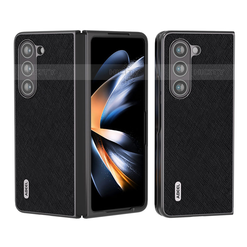 Funda Bumper Lujo Cuero y Plastico Mate Carcasa BH2 para Samsung Galaxy Z Fold5 5G Negro