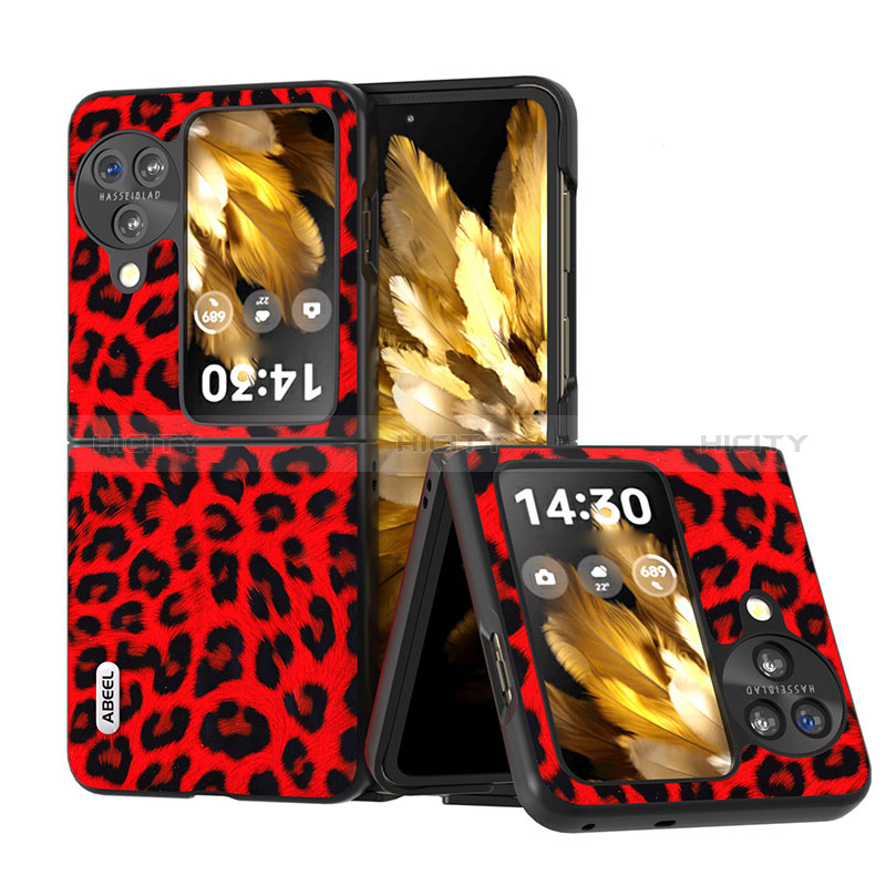 Funda Bumper Lujo Cuero y Plastico Mate Carcasa BH22 para Oppo Find N3 Flip 5G