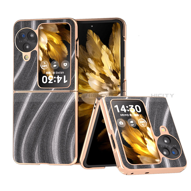 Funda Bumper Lujo Cuero y Plastico Mate Carcasa BH24 para Oppo Find N3 Flip 5G