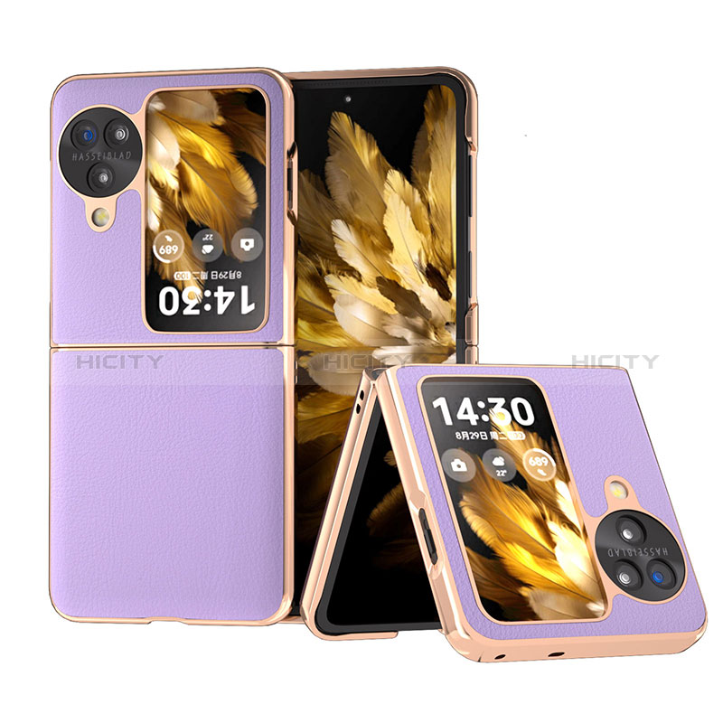 Funda Bumper Lujo Cuero y Plastico Mate Carcasa BH25 para Oppo Find N3 Flip 5G